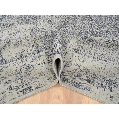 Modern and Contemporary Wool & Art Silk Hand Loomed Rug Grey No Border 8.0X10.1 -O063255