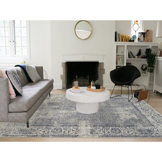 Modern and Contemporary Wool & Art Silk Hand Loomed Rug Grey No Border 9.1X12.0 -O063256