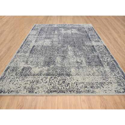 Modern and Contemporary Wool & Art Silk Hand Loomed Rug Grey No Border 9.1X12.0 -O063256