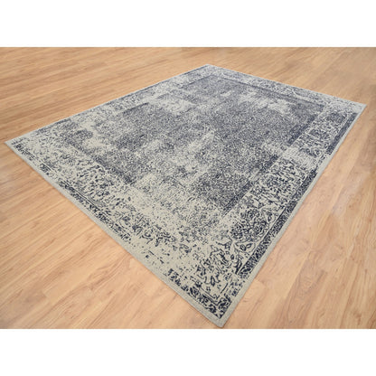 Modern and Contemporary Wool & Art Silk Hand Loomed Rug Grey No Border 9.1X12.0 -O063256