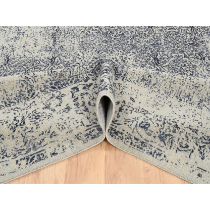 Modern and Contemporary Wool & Art Silk Hand Loomed Rug Grey No Border 9.1X12.0 -O063256