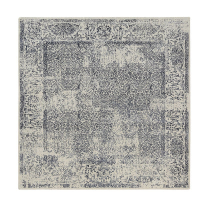 Modern and Contemporary Wool & Art Silk Hand Loomed Rug Grey No Border 8.0X8.0 -O063257