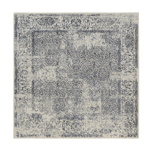 Modern and Contemporary Wool & Art Silk Hand Loomed Rug Grey No Border 8.0X8.0 -O063257