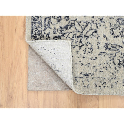 Modern and Contemporary Wool & Art Silk Hand Loomed Rug Grey No Border 8.0X8.0 -O063257