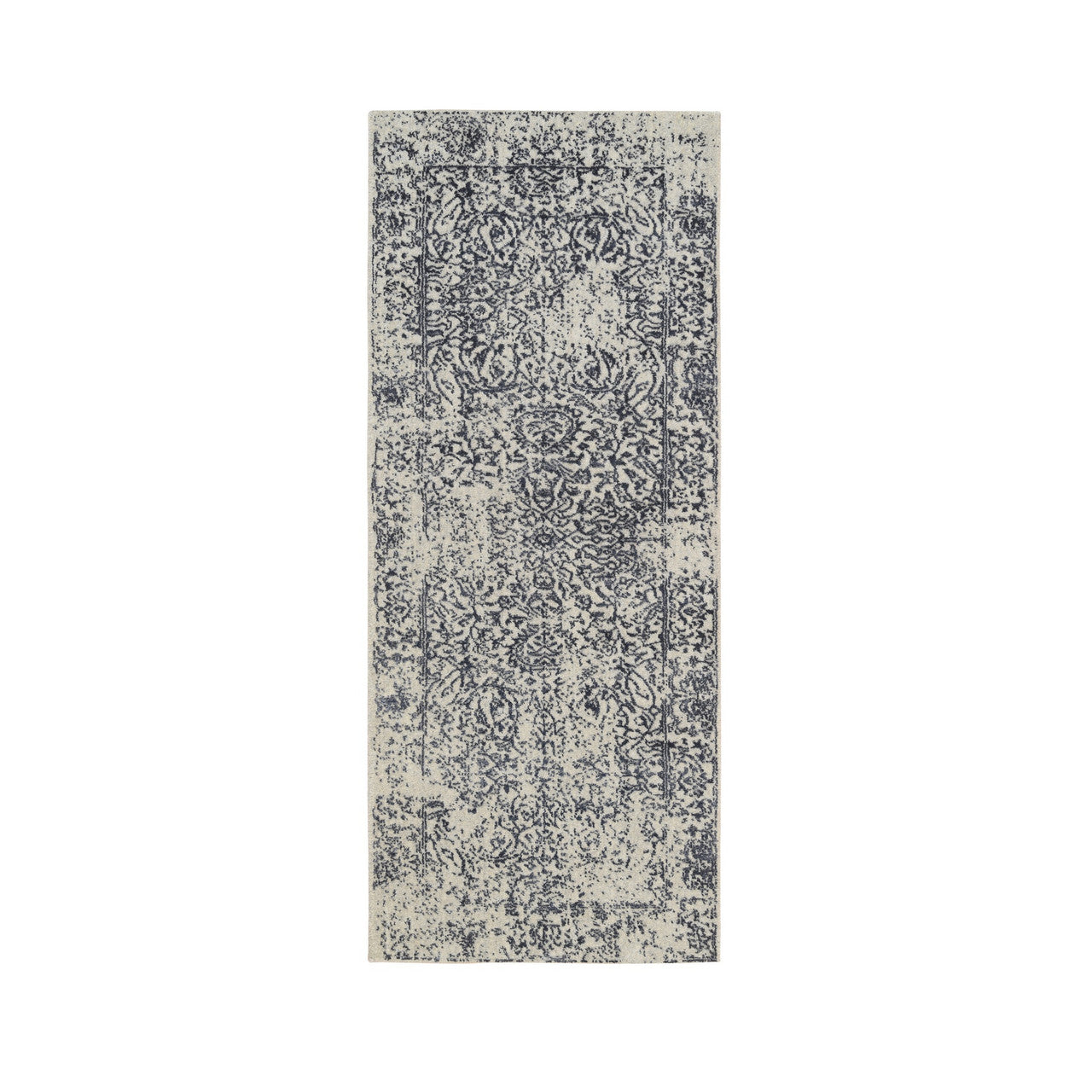 Gray 2'6" x 6'0" Modern and Contemporary & Art Handloom Wool/Silk Rug - Sku: O063260