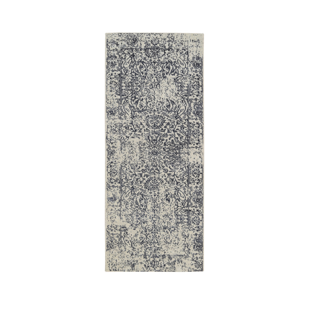 Gray 2'6" x 6'1" Modern and Contemporary & Art Handloom Wool/Silk Rug - Sku: O063262