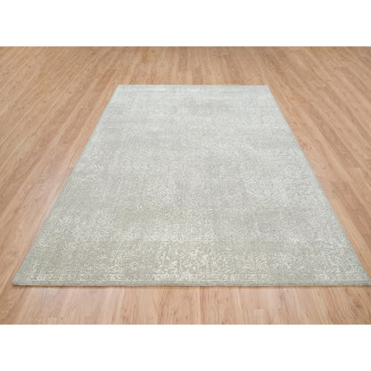 Modern and Contemporary Wool & Art Silk Hand Loomed Rug Beige No Border 6.0X9.2 -O063264