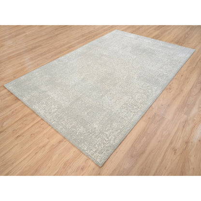 Modern and Contemporary Wool & Art Silk Hand Loomed Rug Beige No Border 6.0X9.2 -O063264