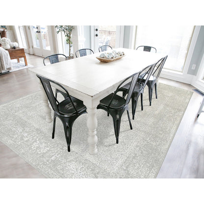 Modern and Contemporary Wool & Art Silk Hand Loomed Rug Beige No Border 8.0X10.0 -O063267