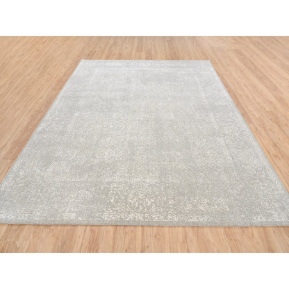Modern and Contemporary Wool & Art Silk Hand Loomed Rug Beige No Border 8.0X10.0 -O063267