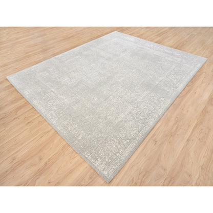 Modern and Contemporary Wool & Art Silk Hand Loomed Rug Beige No Border 8.0X10.0 -O063267
