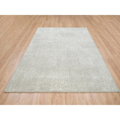 Modern and Contemporary Wool & Art Silk Hand Loomed Rug Beige No Border 6.0X9.2 -O063269