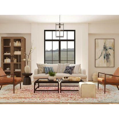 Modern and Contemporary Wool & Silk Hand Knotted Rug Ivory No Border 10.0X14.0 -O063271