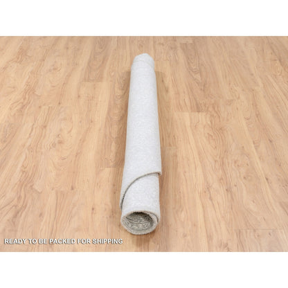 Modern and Contemporary Wool & Art Silk Hand Loomed Rug Beige No Border 6.0X6.1 -O063272