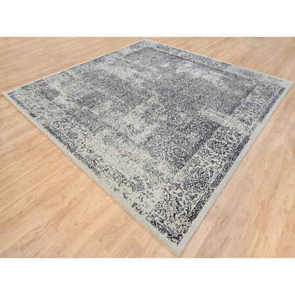 Modern and Contemporary Wool & Art Silk Hand Loomed Rug Grey No Border 10.0X10.1 -O063276