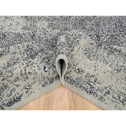 Modern and Contemporary Wool & Art Silk Hand Loomed Rug Grey No Border 10.0X10.1 -O063276