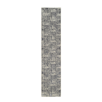 Modern and Contemporary Wool & Art Silk Hand Loomed Rug Grey No Border 2.7X12.2 -O063277