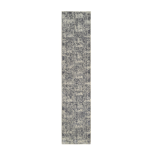 Modern and Contemporary Wool & Art Silk Hand Loomed Rug Grey No Border 2.7X12.2 -O063277