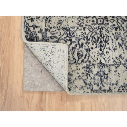 Modern and Contemporary Wool & Art Silk Hand Loomed Rug Grey No Border 2.7X12.2 -O063277