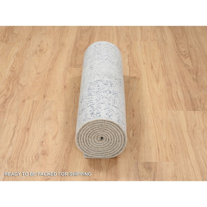 Modern and Contemporary Wool & Art Silk Hand Loomed Rug Grey No Border 2.7X12.2 -O063277