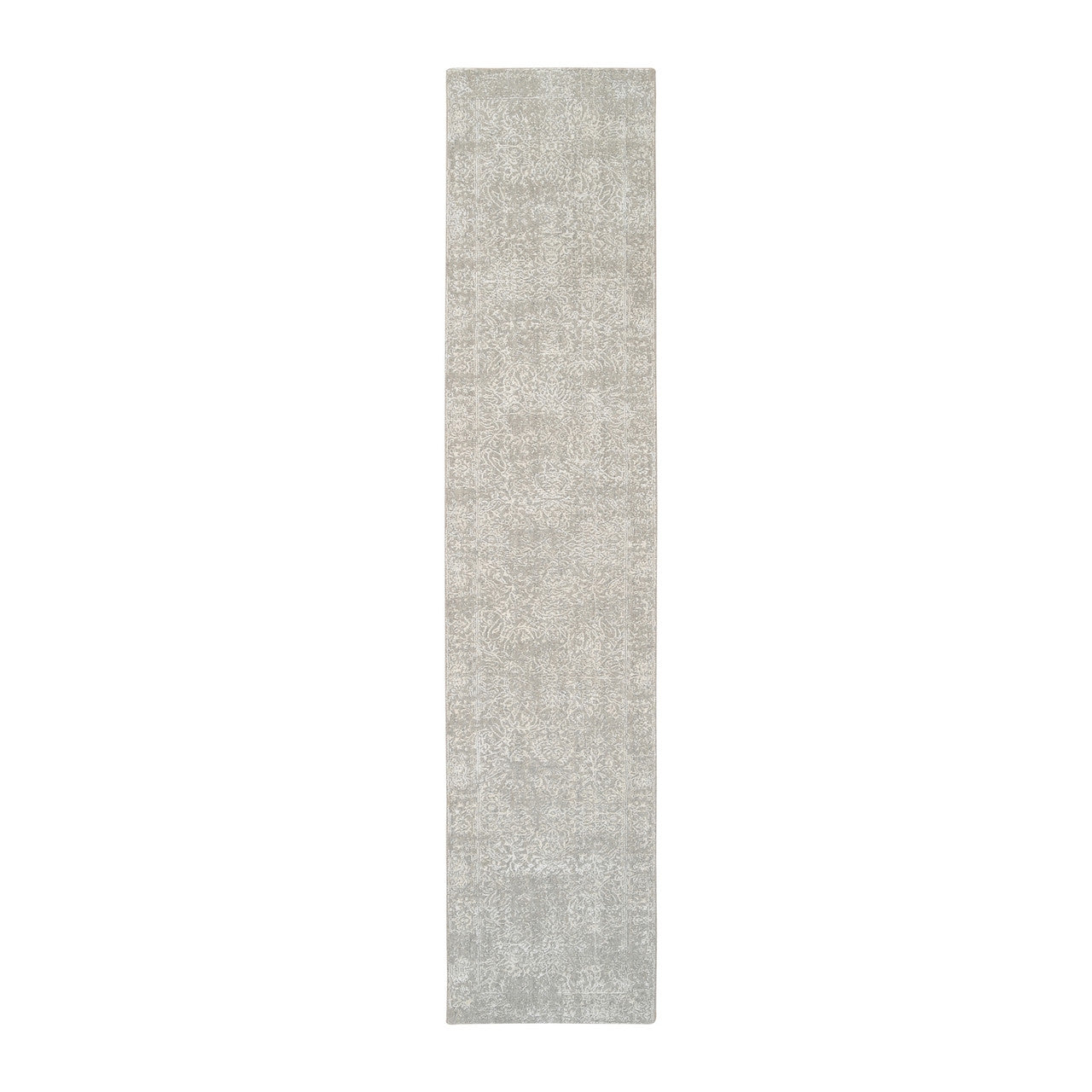Beige 2'7" x 12'0" Modern and Contemporary & Art Handloom Wool/Silk Rug - Sku: O063278