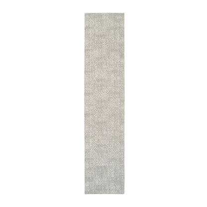 Modern and Contemporary Wool & Art Silk Hand Loomed Rug Beige No Border 2.7X12.0 -O063278