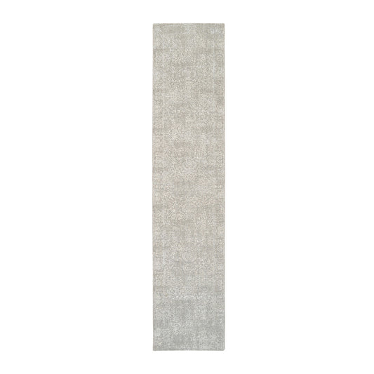 Modern and Contemporary Wool & Art Silk Hand Loomed Rug Beige No Border 2.7X12.0 -O063278