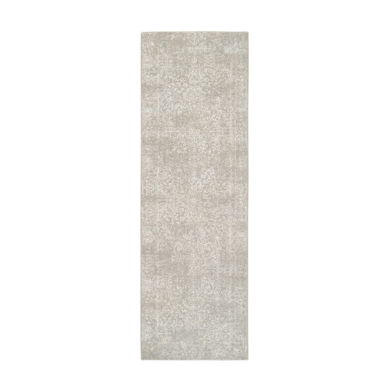 Beige 2'6" x 8'0" Modern and Contemporary & Art Handloom Wool/Silk Rug - Sku: O063280