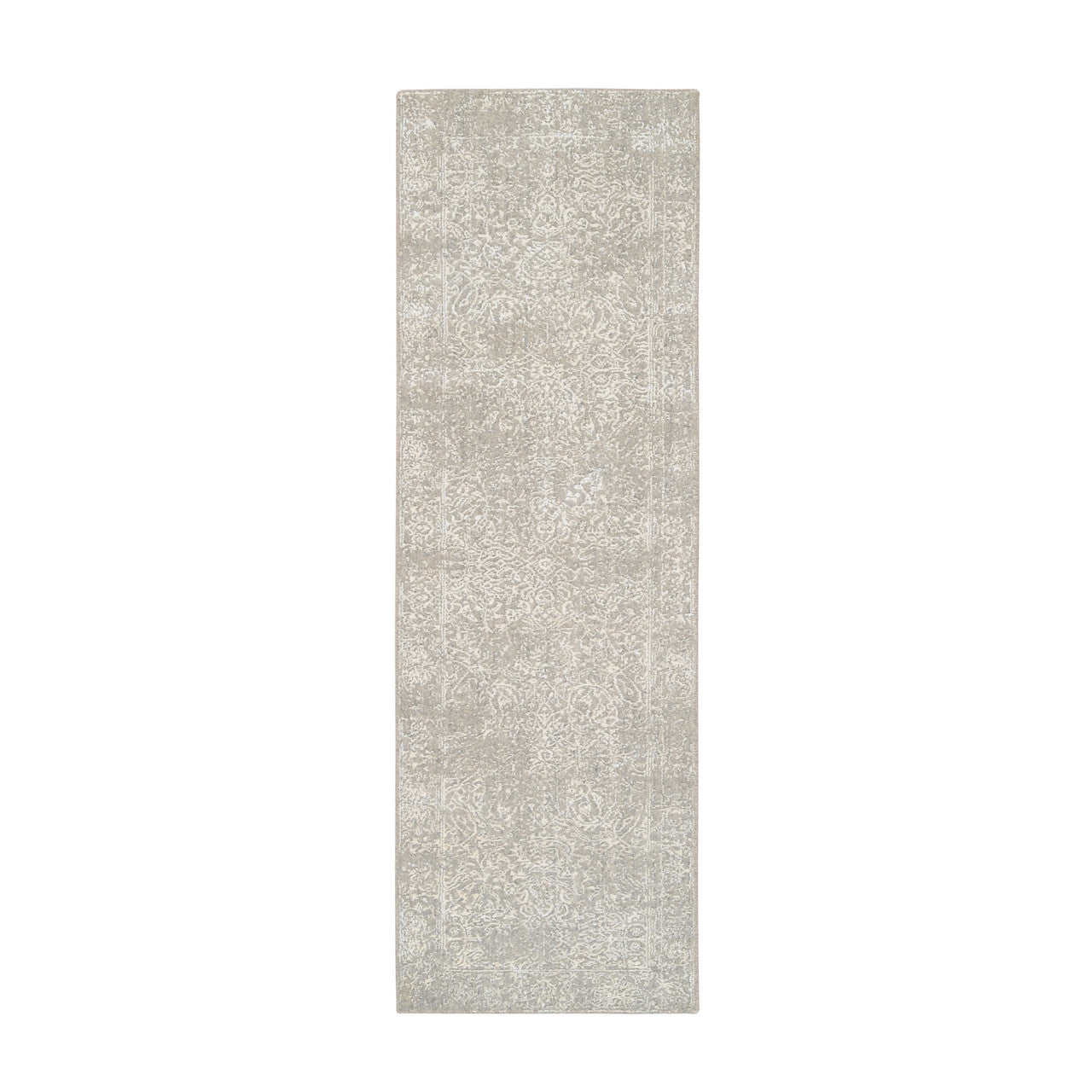 Beige 2'5" x 7'10" Modern and Contemporary & Art Handloom Wool/Silk Rug - Sku: O063282