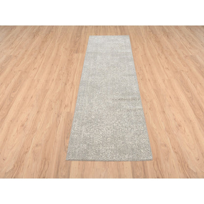 Modern and Contemporary Wool & Art Silk Hand Loomed Rug Beige No Border 2.5X7.10 -O063282
