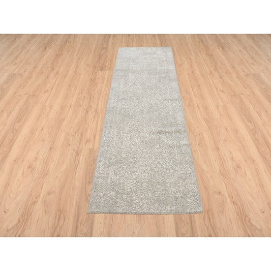 Modern and Contemporary Wool & Art Silk Hand Loomed Rug Beige No Border 2.5X7.10 -O063282