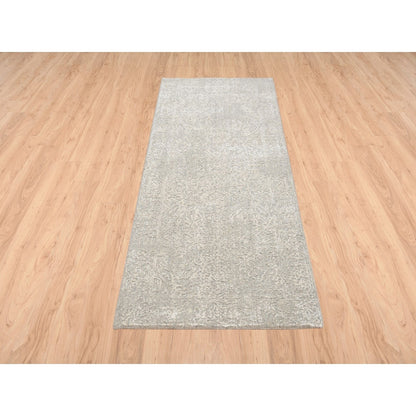 Modern and Contemporary Wool & Art Silk Hand Loomed Rug Beige No Border 2.5X6.0 -O063283