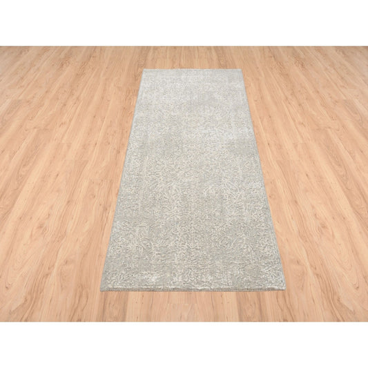 Modern and Contemporary Wool & Art Silk Hand Loomed Rug Beige No Border 2.5X6.0 -O063283