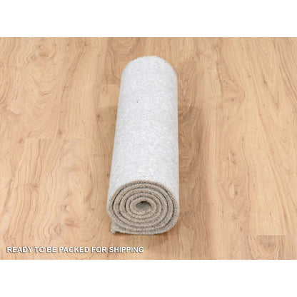 Modern and Contemporary Wool & Art Silk Hand Loomed Rug Beige No Border 2.5X6.0 -O063283