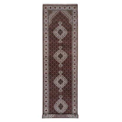 Fine Oriental Wool Hand Knotted Rug Red Ivory 4.1X16.0 -O063290