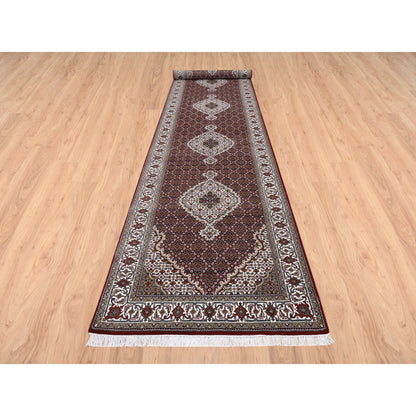 Fine Oriental Wool Hand Knotted Rug Red Ivory 4.1X16.0 -O063290