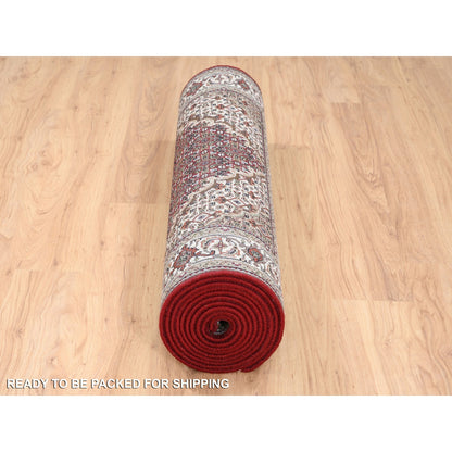 Fine Oriental Wool Hand Knotted Rug Red Ivory 4.1X16.0 -O063290
