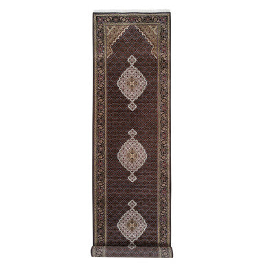 Fine Oriental Wool Hand Knotted Rug Black Black 4.2X20.0 -O063291