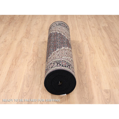 Fine Oriental Wool Hand Knotted Rug Black Black 4.2X20.0 -O063291
