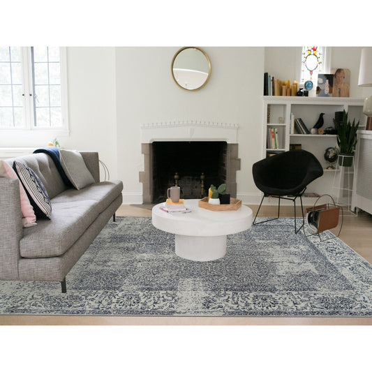Modern and Contemporary Wool & Art Silk Hand Loomed Rug Grey No Border 9.0X12.0 -O063297