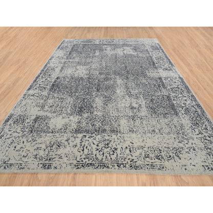 Modern and Contemporary Wool & Art Silk Hand Loomed Rug Grey No Border 9.0X12.0 -O063297