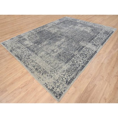Modern and Contemporary Wool & Art Silk Hand Loomed Rug Grey No Border 9.0X12.0 -O063297