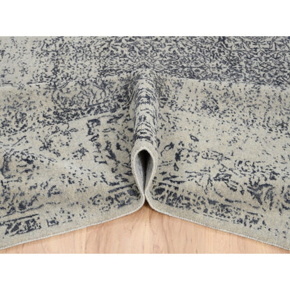 Modern and Contemporary Wool & Art Silk Hand Loomed Rug Grey No Border 9.0X12.0 -O063297
