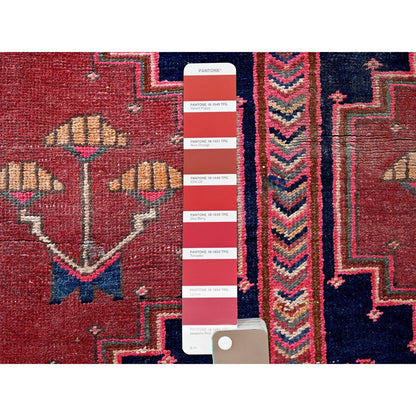 Overdyed & Vintage Wool Hand Knotted Rug Red 2.4x6.5 -O0632