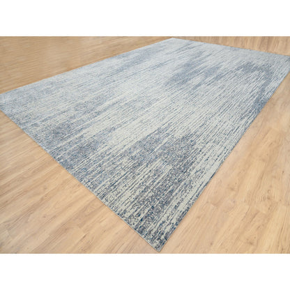 Modern and Contemporary Wool & Art Silk Hand Loomed Rug Grey No Border 12.0X18.0 -O063302
