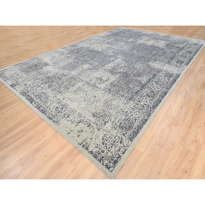 Modern and Contemporary Wool & Art Silk Hand Loomed Rug Grey No Border 12.0X18.2 -O063305