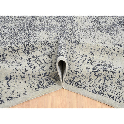 Modern and Contemporary Wool & Art Silk Hand Loomed Rug Grey No Border 12.0X18.2 -O063305