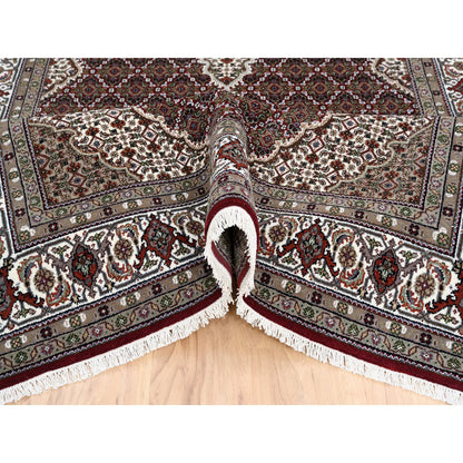 Fine Oriental Wool Hand Knotted Rug Red Ivory 5.9X9.0 -O063318