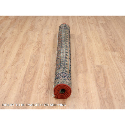 Fine Oriental Wool Hand Knotted Rug Red Midnight Blue 6.1X6.1 -O063319