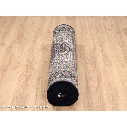 Fine Oriental Wool Hand Knotted Rug Black Black 3.9X12.0 -O063335